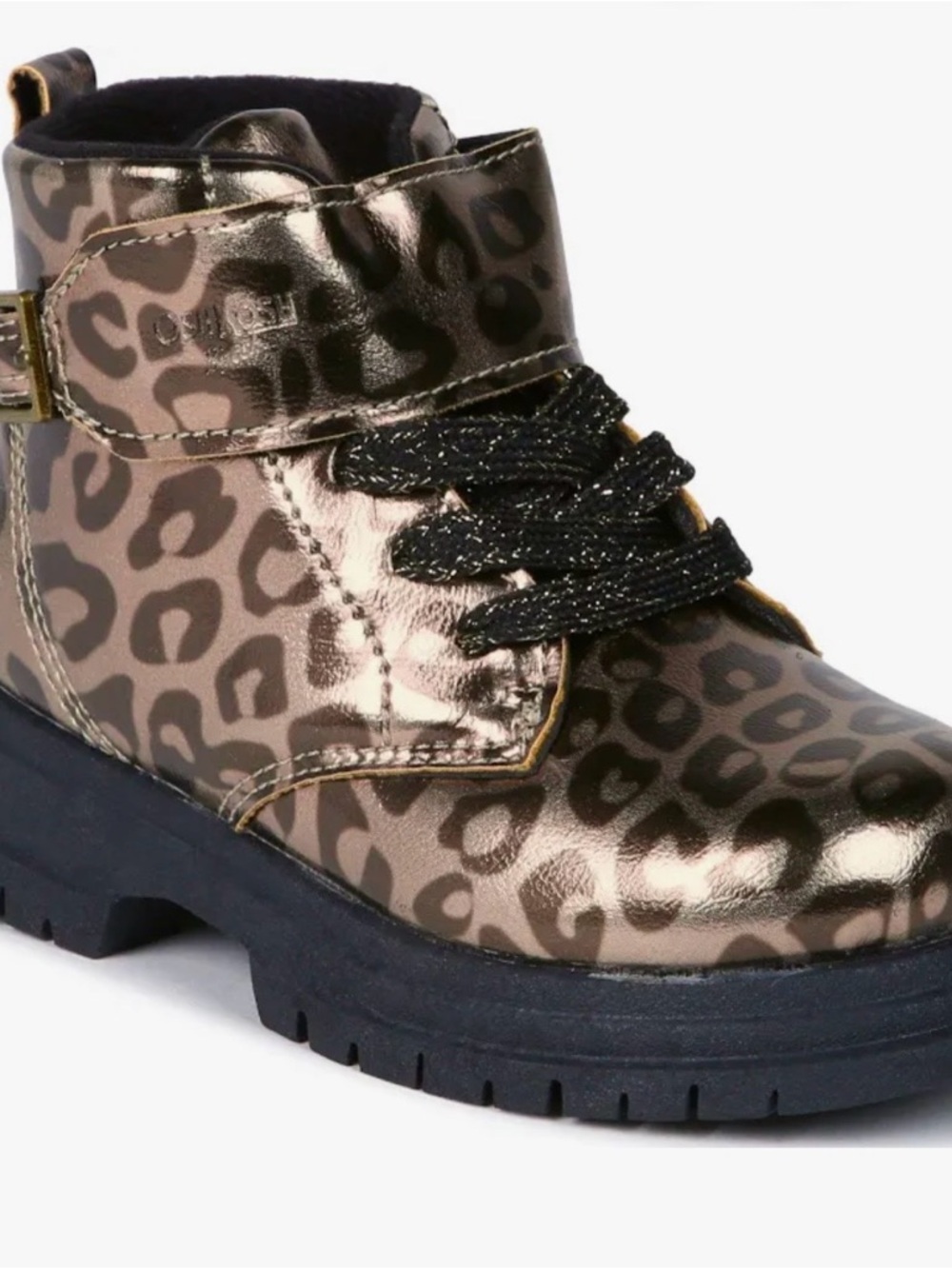 OshKosh B'gosh Metallic Leopard Ankle Boots in Bronze and Black